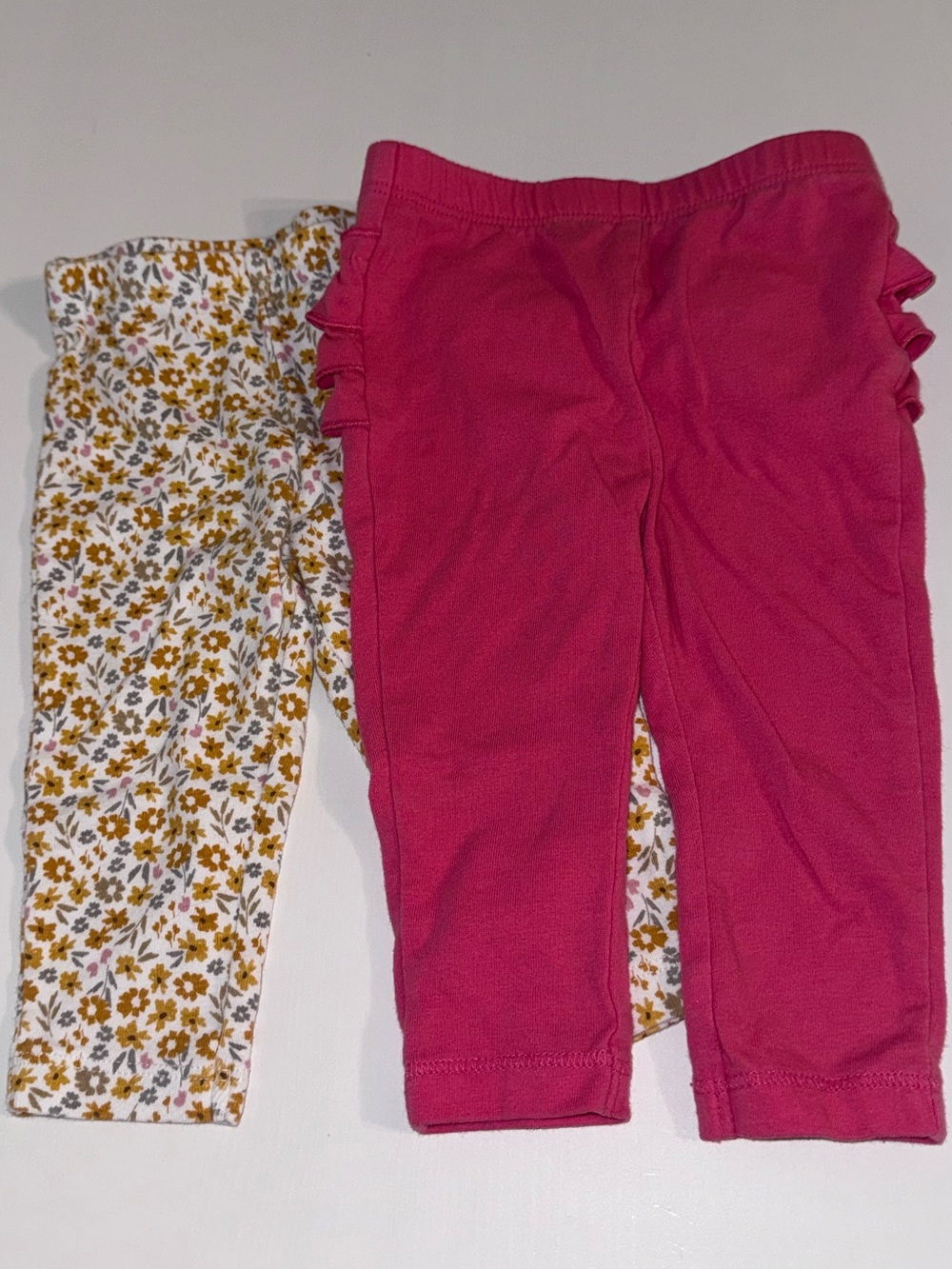 Pink Ruffle + Floral Print Leggings (2-Pack)
